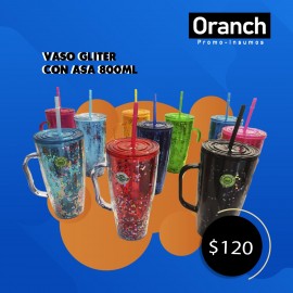 VASO GLITER 800ML CON ASA